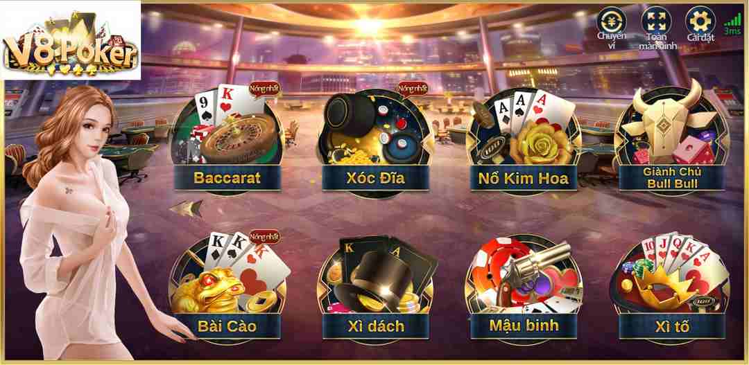 V8 poker cho ra mắt đa dạng game